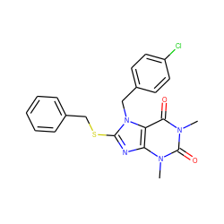 Cn1c(=O)c2c(nc(SCc3ccccc3)n2Cc2ccc(Cl)cc2)n(C)c1=O ZINC000000827970