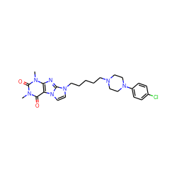 Cn1c(=O)c2c(nc3n(CCCCCN4CCN(c5ccc(Cl)cc5)CC4)ccn23)n(C)c1=O ZINC000299859904