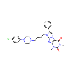 Cn1c(=O)c2c(nc3n(CCCCN4CCN(c5ccc(Cl)cc5)CC4)c(-c4ccccc4)cn23)n(C)c1=O ZINC000299865049