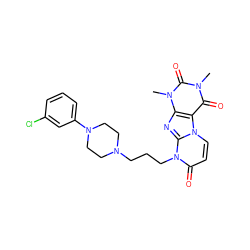 Cn1c(=O)c2c(nc3n(CCCN4CCN(c5cccc(Cl)c5)CC4)c(=O)ccn23)n(C)c1=O ZINC000039109700