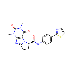 Cn1c(=O)c2c(nc3n2[C@@H](C(=O)Nc2ccc(-c4nccs4)cc2)CC3)n(C)c1=O ZINC001772638405