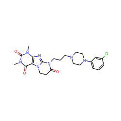 Cn1c(=O)c2c(nc3n2CCC(=O)N3CCCN2CCN(c3cccc(Cl)c3)CC2)n(C)c1=O ZINC000039166837