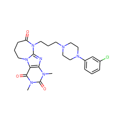 Cn1c(=O)c2c(nc3n2CCCC(=O)N3CCCN2CCN(c3cccc(Cl)c3)CC2)n(C)c1=O ZINC000039183961