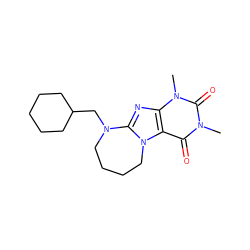 Cn1c(=O)c2c(nc3n2CCCCN3CC2CCCCC2)n(C)c1=O ZINC000095579995