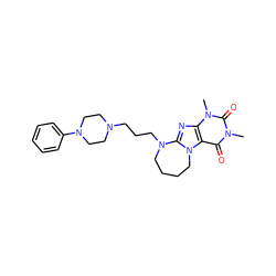 Cn1c(=O)c2c(nc3n2CCCCN3CCCN2CCN(c3ccccc3)CC2)n(C)c1=O ZINC000038844809