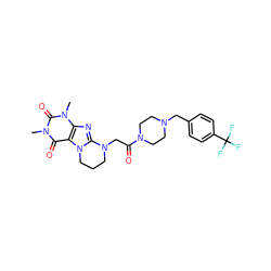 Cn1c(=O)c2c(nc3n2CCCN3CC(=O)N2CCN(Cc3ccc(C(F)(F)F)cc3)CC2)n(C)c1=O ZINC000103248637