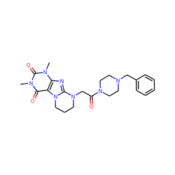 Cn1c(=O)c2c(nc3n2CCCN3CC(=O)N2CCN(Cc3ccccc3)CC2)n(C)c1=O ZINC000103248630