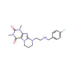 Cn1c(=O)c2c(nc3n2CCCN3CCNCc2ccc(F)cc2)n(C)c1=O ZINC000028872471