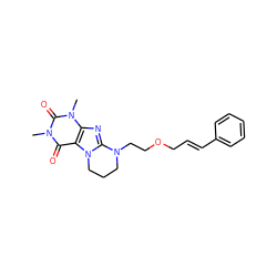 Cn1c(=O)c2c(nc3n2CCCN3CCOC/C=C/c2ccccc2)n(C)c1=O ZINC000028872460