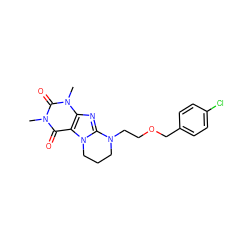 Cn1c(=O)c2c(nc3n2CCCN3CCOCc2ccc(Cl)cc2)n(C)c1=O ZINC000013554885