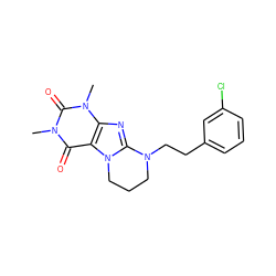 Cn1c(=O)c2c(nc3n2CCCN3CCc2cccc(Cl)c2)n(C)c1=O ZINC000103249951