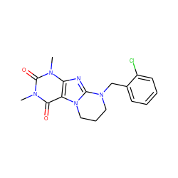 Cn1c(=O)c2c(nc3n2CCCN3Cc2ccccc2Cl)n(C)c1=O ZINC000028873939