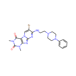 Cn1c(=O)c2c(nc3nc(NCCN4CCN(c5ccccc5)CC4)c(Br)cn32)n(C)c1=O ZINC000013560948