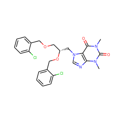 Cn1c(=O)c2c(ncn2C[C@@H](COCc2ccccc2Cl)OCc2ccccc2Cl)n(C)c1=O ZINC000001133040