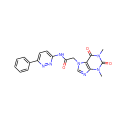 Cn1c(=O)c2c(ncn2CC(=O)Nc2ccc(-c3ccccc3)nn2)n(C)c1=O ZINC000175660737