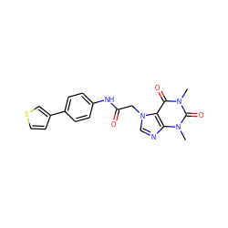 Cn1c(=O)c2c(ncn2CC(=O)Nc2ccc(-c3ccsc3)cc2)n(C)c1=O ZINC000221035965