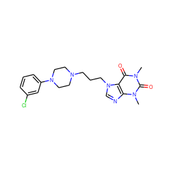 Cn1c(=O)c2c(ncn2CCCN2CCN(c3cccc(Cl)c3)CC2)n(C)c1=O ZINC000299825094