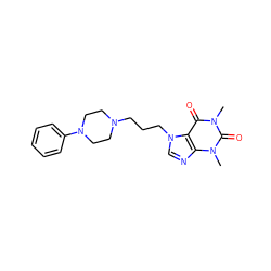 Cn1c(=O)c2c(ncn2CCCN2CCN(c3ccccc3)CC2)n(C)c1=O ZINC000285188979