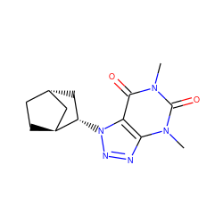 Cn1c(=O)c2c(nnn2[C@H]2C[C@H]3CC[C@H]2C3)n(C)c1=O ZINC000253825354