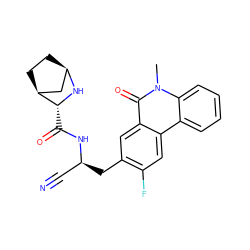 Cn1c(=O)c2cc(C[C@@H](C#N)NC(=O)[C@H]3N[C@@H]4CC[C@H]3C4)c(F)cc2c2ccccc21 ZINC000219292249