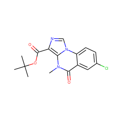 Cn1c(=O)c2cc(Cl)ccc2n2cnc(C(=O)OC(C)(C)C)c12 ZINC000040392895