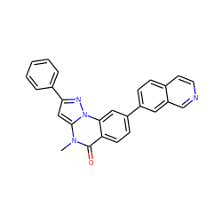 Cn1c(=O)c2ccc(-c3ccc4ccncc4c3)cc2n2nc(-c3ccccc3)cc12 ZINC000169350995