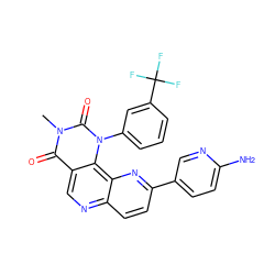 Cn1c(=O)c2cnc3ccc(-c4ccc(N)nc4)nc3c2n(-c2cccc(C(F)(F)F)c2)c1=O ZINC000205648723