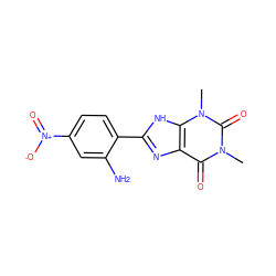 Cn1c(=O)c2nc(-c3ccc([N+](=O)[O-])cc3N)[nH]c2n(C)c1=O ZINC000100683368