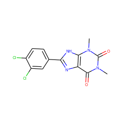 Cn1c(=O)c2nc(-c3ccc(Cl)c(Cl)c3)[nH]c2n(C)c1=O ZINC000017105142