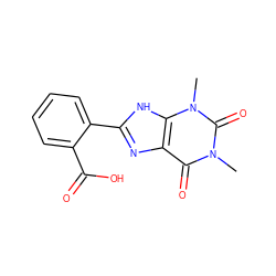 Cn1c(=O)c2nc(-c3ccccc3C(=O)O)[nH]c2n(C)c1=O ZINC000013473628