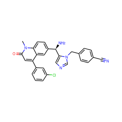 Cn1c(=O)cc(-c2cccc(Cl)c2)c2cc([C@@H](N)c3cncn3Cc3ccc(C#N)cc3)ccc21 ZINC000014955756