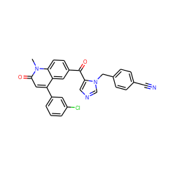 Cn1c(=O)cc(-c2cccc(Cl)c2)c2cc(C(=O)c3cncn3Cc3ccc(C#N)cc3)ccc21 ZINC000014955751