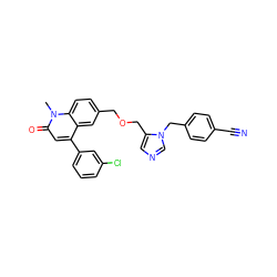 Cn1c(=O)cc(-c2cccc(Cl)c2)c2cc(COCc3cncn3Cc3ccc(C#N)cc3)ccc21 ZINC000014955780