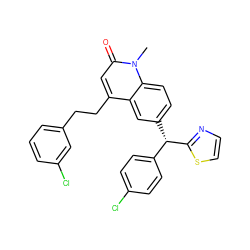 Cn1c(=O)cc(CCc2cccc(Cl)c2)c2cc([C@@H](c3ccc(Cl)cc3)c3nccs3)ccc21 ZINC001772574486