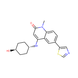 Cn1c(=O)cc(N[C@H]2CC[C@H](O)CC2)c2cc(-c3cncs3)ccc21 ZINC000299851817