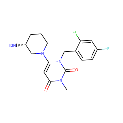 Cn1c(=O)cc(N2CCC[C@@H](N)C2)n(Cc2ccc(F)cc2Cl)c1=O ZINC000038358199