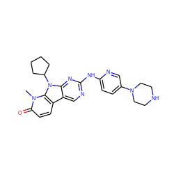 Cn1c(=O)ccc2c3cnc(Nc4ccc(N5CCNCC5)cn4)nc3n(C3CCCC3)c21 ZINC000117684069