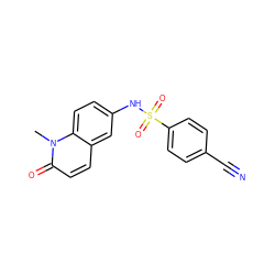 Cn1c(=O)ccc2cc(NS(=O)(=O)c3ccc(C#N)cc3)ccc21 ZINC001772640734