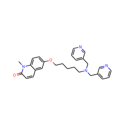 Cn1c(=O)ccc2cc(OCCCCCN(Cc3cccnc3)Cc3cccnc3)ccc21 ZINC000115631750