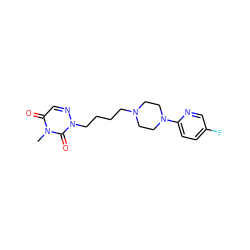 Cn1c(=O)cnn(CCCCN2CCN(c3ccc(F)cn3)CC2)c1=O ZINC000299832384