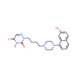 Cn1c(=O)cnn(CCCCN2CCN(c3cccc4ccc(O)cc34)CC2)c1=O ZINC000136730240