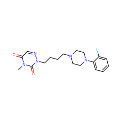 Cn1c(=O)cnn(CCCCN2CCN(c3ccccc3F)CC2)c1=O ZINC000299829481