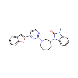 Cn1c(=O)n([C@@H]2CCCCN(c3nccc(-c4cc5ccccc5o4)n3)C2)c2ccccc21 ZINC000071318517