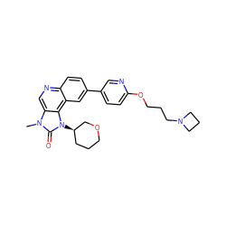 Cn1c(=O)n([C@@H]2CCCOC2)c2c3cc(-c4ccc(OCCCN5CCC5)nc4)ccc3ncc21 ZINC001772619795