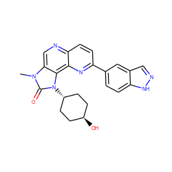 Cn1c(=O)n([C@H]2CC[C@H](O)CC2)c2c3nc(-c4ccc5[nH]ncc5c4)ccc3ncc21 ZINC000261191765