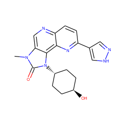 Cn1c(=O)n([C@H]2CC[C@H](O)CC2)c2c3nc(-c4cn[nH]c4)ccc3ncc21 ZINC000261082545