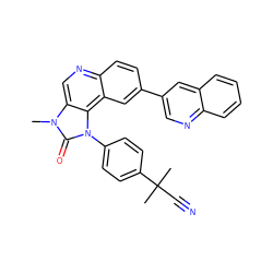 Cn1c(=O)n(-c2ccc(C(C)(C)C#N)cc2)c2c3cc(-c4cnc5ccccc5c4)ccc3ncc21 ZINC000024760115