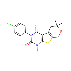 Cn1c(=O)n(-c2ccc(Cl)cc2)c(=O)c2c3c(sc21)COC(C)(C)C3 ZINC000005034593