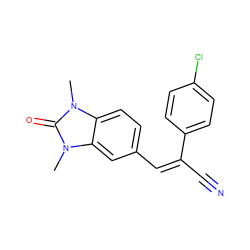 Cn1c(=O)n(C)c2cc(/C=C(/C#N)c3ccc(Cl)cc3)ccc21 ZINC000012364199