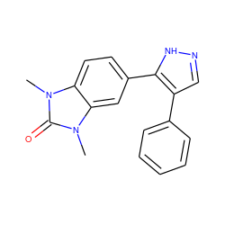 Cn1c(=O)n(C)c2cc(-c3[nH]ncc3-c3ccccc3)ccc21 ZINC000014958549